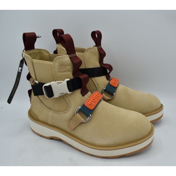 Sorel Women Size 7 Hi-Line EQ Chalk Ceramic Suede Waterproof Chelsea Boots Shoes - Picture 3 of 10